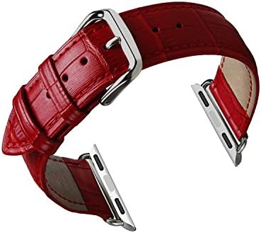 Apple Watch Band, Yogem Genuine Crocodile Pattern Leather Replacement Wrist Band Apple Watch 38mm (Red)
