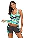 luvamia Women's Racerback Chevron Print Tankini Set With Boyshort Two Piece Swimsuit Beachwear Size Medium (US 8-10)