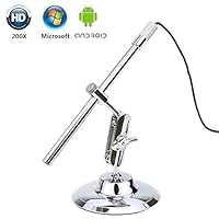 YFjyo USB Microscope, Digital Portable Microscope Otoscope Endoscope Inspection Camera with 2.0 Megapixels 10-200X Magnifier IP67 Waterproof for Android Mac and Windows PC