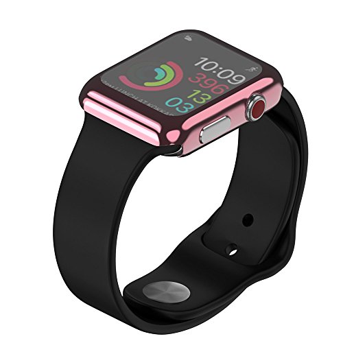Hayder iPhone Watch Case Series 3 Ultra Slim Electroplate Anti-ScratchÂ Protective Cover with Screen Protector for iPhone Watch Case 38mm / 42mm Series 3 (38mm, Rose Gold)