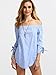 SheIn Women's Striped Off The Shoulder Tie Cuff Blouse - Blue Medium