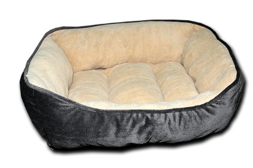 HappyCare Textiles HCT REC-002 Luxury Embossed Rectangle Micro Mink Dog and Pet Bed, Large, Burn Out Grey