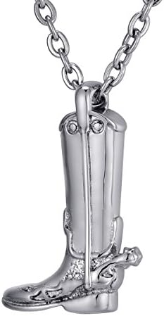 FCZDQCremation Jewelry Cool Army Boots Ashes Necklace Urn Pendant for Men & Cowboy Memorial Keepsake with Funnel Kit