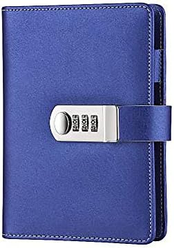 A5 Leather Journals Note Books Secret Diary Notebook with Combination Lock Password Coded Hardback Blue