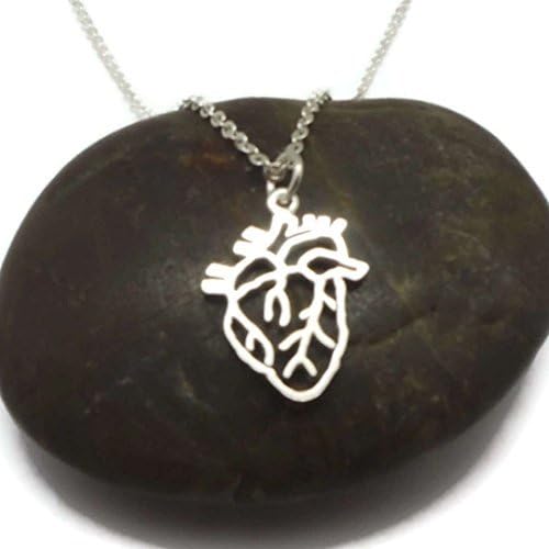 16" Handmade Silver Anatomy Heart Necklace