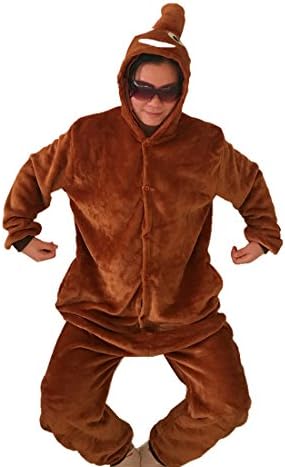 Guzesion Unisex Children's Emoji Costume Warm Onesie Jumpsuit Cosplay Pajamas (125 Fit For height 49.21"-57.08", Poop Brown)