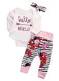 3PCS Newborn Baby Girl Top Romper+Pants Leggings Coming Home Outfits Set Clothes (12-18 Months, Arrow)