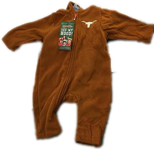 MascotWear See My Hood Toddler 3T Texas Longhorns Polyester Fleece Zip-Up Hooded Onesie