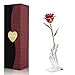 24k Gold Rose Flower,Best Romantic Gift For Christmas's Day, Valentine’S Day, Mother'S Day, Birthday Gift ,Anniversary Gift.24K Gold Dipped Long Stem Rose With Moon-Shape Stand By K_LUCKYI
