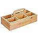 mDesign Bamboo Wood Compact Tea Storage Organizer Caddy Tote Bin - 6 Divided Sections, Attached Handle - Holder for Tea Bags, Coffee, Packets, Sugar/Sweeteners and Small Packets - Natural