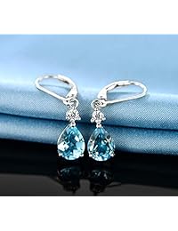 GEMSME Pendientes de tuerca chapados en oro blanco de 18 K