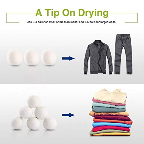 Wool Dryer Balls, CUGLB 6 Pack XL Originic Wool, Non-Toxic, 100% New Zealand Chemical Free Premium Reusable Natural Fabric Softener, Reduce Wrinkles & Shorten Drying Time Naturally - Thumbnail 5