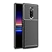 Olixar for Sony Xperia 1 Carbon Fiber Case - Slim Cover TPU Non-Slip - Thin Protective Cover - Shockproof Bumper Drop Protection - Wireless Charging Compatible - Black