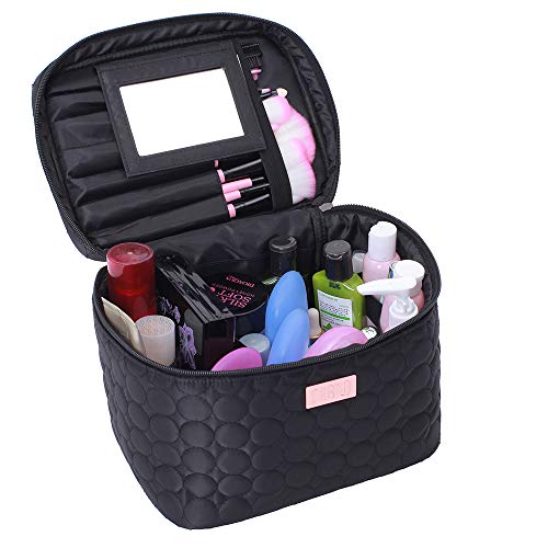 DRQ Large Cosmetic bags-Multifunction Portable Travel Toiletry Bag Cosmetic Makeup bags with Mirror for Women Skincare Cosmetic Pouch Organizer 2 DRQ Large Cosmetic bags-Multifunction Portable Travel Toiletry Bag Cosmetic Makeup bags with Mirror for Women Skincare Cosmetic Pouch Organizer