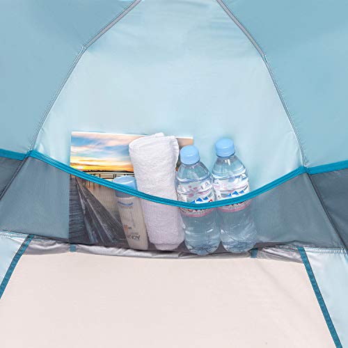 Easthills Outdoors Coastview Ultra 4-5 Person Family Sun Shelter Ultra Large Quick Setup Instant Anti UV Double Silver Coating Beach Tent with Extended Door & Window Pacific Blue - Thumbnail 7