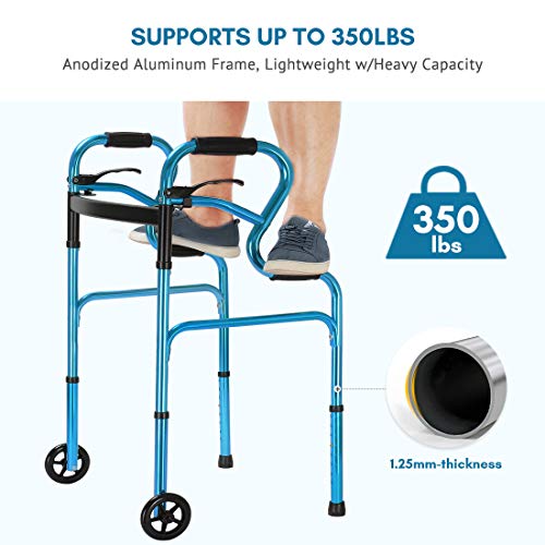 Health Line Massage Products 3in1 StandAssist Folding Walker with 5