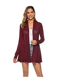 Demonlick - Chaqueta de punto para mujer, de manga larga, ligera, suave y abierta