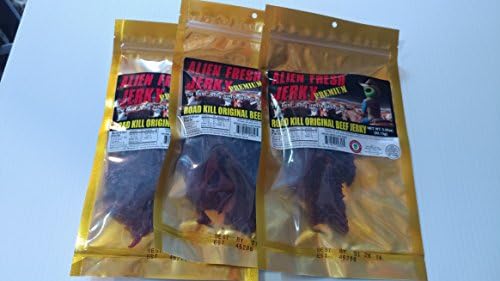 Alien Fresh JerkyTop Trio | Sweet And Spicy - Abducted Cow Pineapple Teriyaki - Whiskey | - Variety Pack - Premium Beef - Low Calorie Snack - The Best Jerky In The Universe - Made In USA 3 Pack Sampler Set