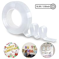 Trotinic Nano Tape,Traceless Washable Adhesive Tape 16.4FT Clear Double Sided Removable Nano Tape for Paste Photos Posters,Fix Carpet Mats or Office Christmas Wall Decor