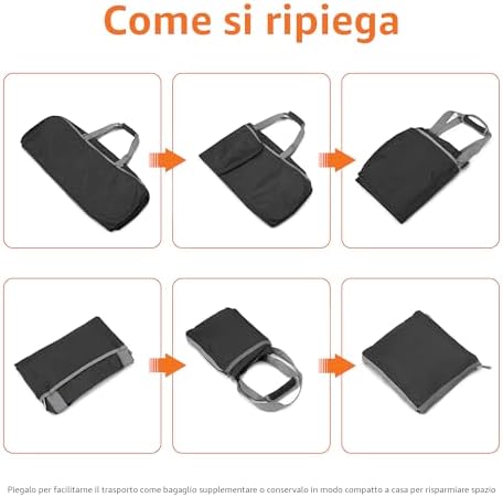 - Borsone Pieghevole in Nylon Lungo 50,8cm, Ideale per Viaggi o Riporre Oggetti, Tasche con zip, Capienza 13,6kg, Nero