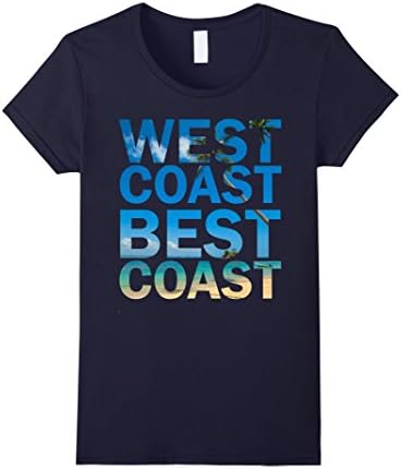 Womens West Coast Best Coast T Shirt Medium Navy