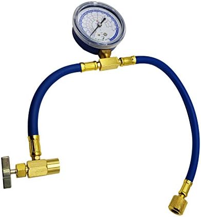 Oileus Freon Recharger R12/R22 Port With Gauge, Anti-Leaking Rubber and Copper Material, Works With R134a Bottle to R12/22 Port, For R134a Port, Require Additional Adaptor Or Chose Our R134a Recharger