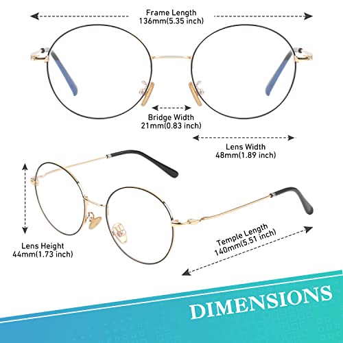 CGID Lennon Round Glasses for Women Men Circle Retro Vintage Metal  Rimmed,Gold