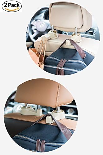 LTJ New Upgrade Universal Car Vehicle Seat Headrest Hanger Holder Hooks (BEIGE - Set of 2)