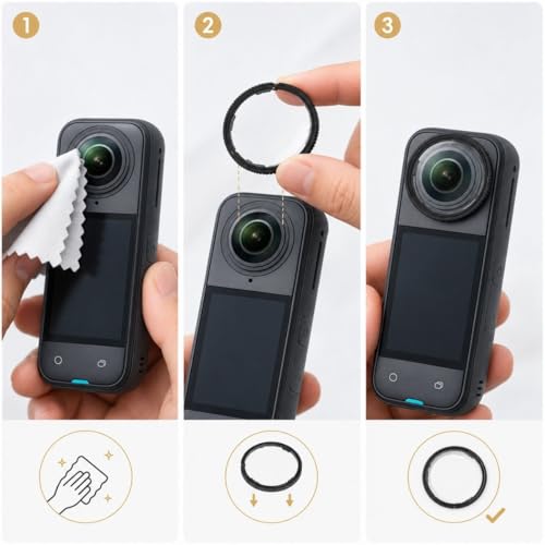 Protetor de Lente 360 X5 Premium Kit 2 Peças, Lens Guard Transparente Antiarranhão para Câmera 360 X5