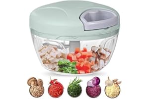 Manual Food Processor Vegetable Chopper 2 Cup(500ml) Small Mini Hand Pull String Onion Chopper Garlic Mincer Cutter with 3 St