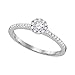 Size - 7 - Solid 10k White Gold Round White Diamond Engagement Ring OR Fashion Band Prong Set Flower Shaped Ring (1/3 cttw)