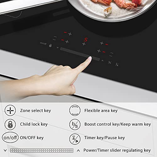COOKPAD Electric Induction Cooktop 36 Inch 5 Burner, Builtin Stove Top