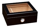 Prestige Import Group - The Chalet Glass Top Cigar Humidor - Capacity: 20-50 - Color: Black