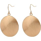 TONLUYAX Matte Gold Silver Disc Earrings for Women Dangle Drop Earrings