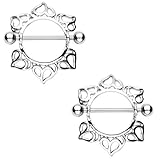 Nipple Ring Bars Heart Body Jewelry Pair 14 gauge Sold as pair