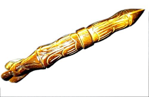 New jet Angel Hand Carved Tiger Eye Crystal Healing Wand Free Booklet Jet International Crystal Therapy 5.5" Rare Stick Chakra Balancing Energy Reiki Meditation Massage Pagan Wicca Spiritual Tantra Metaphysical Psychic Health Wealth Prosperity Peace Divine Gift Unisex