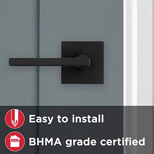 Kwikset 91540029 Halifax Door Handle Lever with Modern Contemporary Slim Square Design for Home