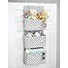 mDesign Fabric Baby Nursery Hanging Organizers for Over The Door Storage for Kids - 3 Pocket Organizer Caddy with Hooks for Clothing, School, Diaper, Toy, and Outfit Storage - Polka Dot, Gray/White