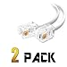 (2 Pack) 3 Foot White Short Telephone Cable Rj11 Male to Male 36