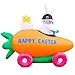 Holidayana 8 Foot Inflatable Easter Bunny Driving Carrot Car with Baby Chick in Egg Decoration, Includes Built-in Bulbs, Tie-Down Points, and Powerful Built-in Fan