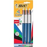 BIC 4-Color Ballpoint Pen, Medium Point (1.0mm), Assorted Inks, 3-Count