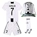 NTauthentic Juventus 7 Ronaldo Shirt Home Soccer Shirt for Kids/Youth with Socks & Shorts & Gym Bag