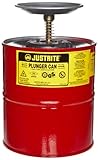 Justrite, 10308, Plunger Can, 1 Gal, Galvanized Steel, Red