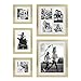 Stonebriar Decorative Stamped Gold 5 Piece Photo Frame Set, Wall Hanging Display, Modern Gallery Wall Set
