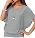 VIISHOW Women's Pure Blouse Short Sleeve Casual Tee Shirts Tunic Tops Grey L