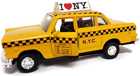 I Love New York Diecast Metal Yellow NYC Taxi with Pullback Motor Action