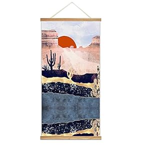 Wooden Framed Hanging Poster Nordic Style Nature Landscape Wall Picture Canvas Artwork for Home Decoration Ready to Hang - 18"x36"