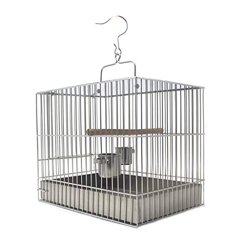 Xinxinchaoshi Stainless Steel Bird Cage Bird with a Bath Cage Out of The Travel Cage Easy to Clean (Square) (Size : 27cm high)