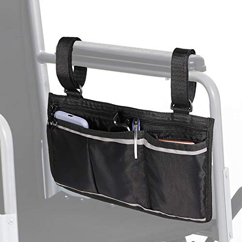 ELENKER Wheelchair Bag, Travel Carry Bag Pouch Armrest Side Organizer