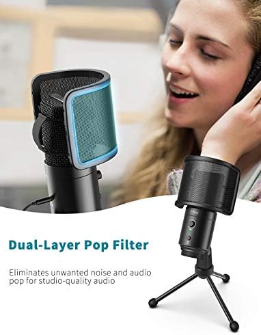 FIFINE USB Desktop Microphone with Pop Filter for Recording